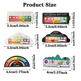 Pack of 6 Funny Brooch for Social Mood Social Badge Slider Social Badge Brooch for Jewellery Decoration Pin Fashion Accessory, Metal