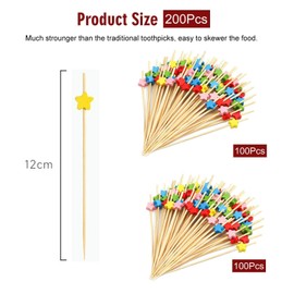 200 Pieces of Five-Pointed Star Fruit Picks, Food Decoration Picks, Cocktail Picks, Dessert Picks, Party Decorations
