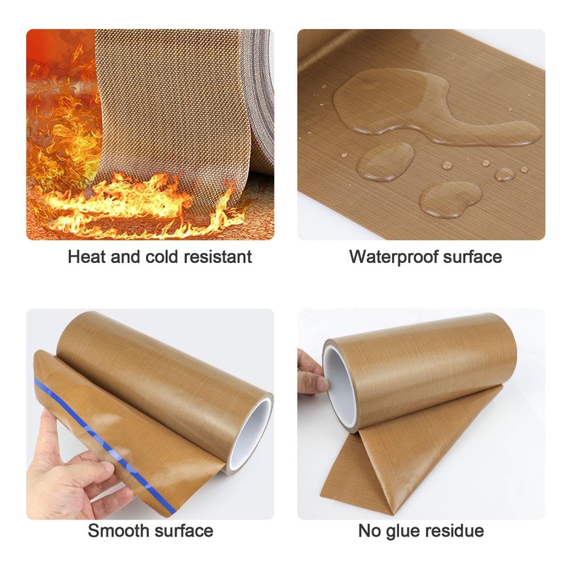BOMEI PACK PTFE Glass Cloth Tape, 1 Pack 10 "x