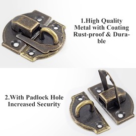 Waziaqoc 4Pcs Antique Toggle Hasp Latch, Small Iron Duckbilled Latch Retro Style Decorative Hasp Latch Hardware for Wooden Box Cabinet Chest Jewelry Box, Bronze