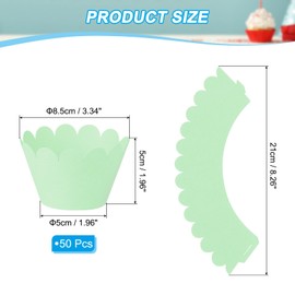 PATIKIL Cupcake Wrappers Paper, 50 Pack Baking Cups Standard Wave Decoration for Anniversary Birthday Weddings and Parties, Green