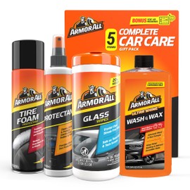 Armor All Car Wash and Car Cleaner Kit by Armor All, Includes Glass Wipes, Car Wash & Wax Concentrate, Protectant Spray and Tire Foam