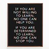 If You Are Determined to Learn, Motivational Wall Art, Positive
