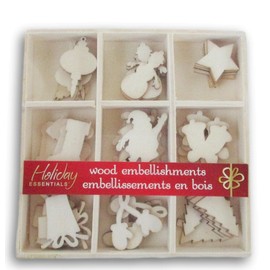 Mini Laser Cuts Wood Shape - Winter and Christmas Icons - 45 Pieces - 1'' Across