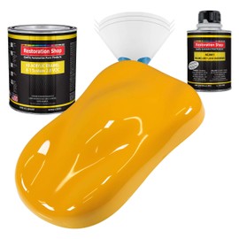 Restoration Shop - Citrus Yellow Acrylic Enamel Auto Paint - Complete Quart Paint Kit - Professional Single Stage High Gloss Automotive, Car, Truck, Equipment Coating, 8:1 Mix Ratio, 2.8 VOC
