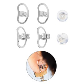Earring Backs for Droopy Ears, Adjustable Heavy Earrings Lifters Backs, 6 Pairs (4 Silver + 2 Silicone)