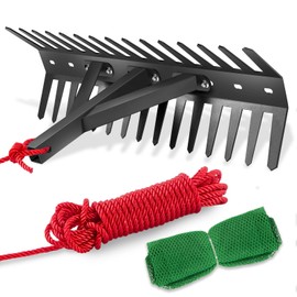 SILFISC Pond Rake, Weed Removal Tool, Steel Blades 32 inch Aquatic Weed Rake