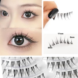 GRTUFOBA 5 Pairs 3D Natural Top Eyelashes Transparent Shaft Soft Core Ultra Light Soft Handmade False Eyelashes