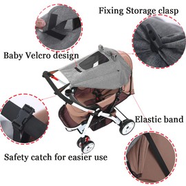 UPF50+Universal Buggy Pram Sunshade Waterproof Baby Strollers Sun Cover with Viewing Window Foldable Adjustable Toddler Pram Window Pushchairs Sun Visor Anti-UV Umbrella Canopy