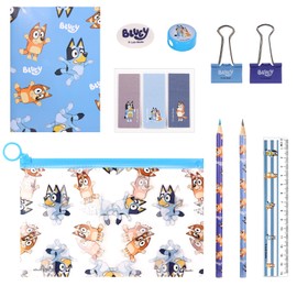 Bluey 9pcs Transparent Filled Pencil Case Stationery Set Waterproof Boys Girls Kids Children School Travel Exam