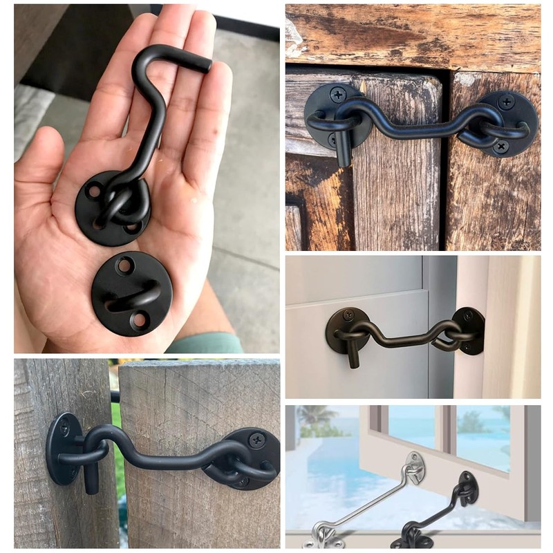 Litensh 2PCS Barn Door Hook Lock, Gate Door Hook and