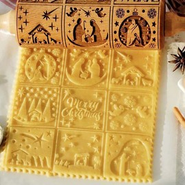 Christmas Rolling Pin Wooden Rolling Pin Rolling Pin Baking Accessories