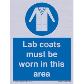 Schild mit Aufschrift "Lab coats must be worn in this area", 75 x 100 mm, A7P
