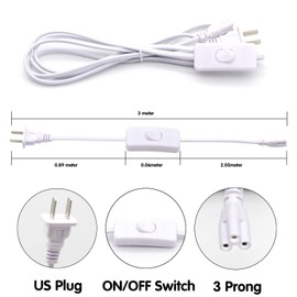 10FT 3 Meter T5 T8 LED Tube Light Power Extension Cord with On/Off Switch US Plug for Integrated Led Tube T5 T8 LED Wire Connector Power Cord (Pack of 4)