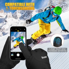 ihuan Ski Snow Winter Gloves Women Men Waterproof,Cold Weather Warm Touch Screen Driving Hiking Motorcycle Cycling Insulated