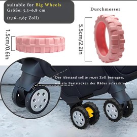 AmiCera Pack of 8 Suitcase Wheels Rubber Protection, Offroad Luggage Compartment Wheel Protection Cover, Luggage Wheels Protection, Luggage Accessories, Suitcase Wheel Caps, Anti-Dust & Scratches, Noise Reduction Wheel Protection (Pink)