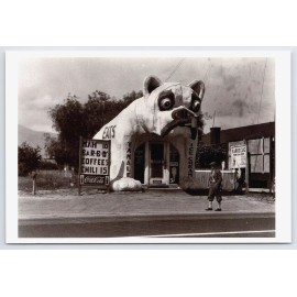 Smoking Pipe Bulldog BBQ Restaurant CA 1933 Reprint Postcard Coke Man in Nickers