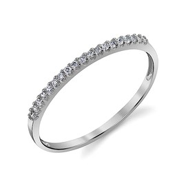 Tesori & Co 10k White Gold Lightweight Dainty CZ Wedding Stackable Band Size 6.5