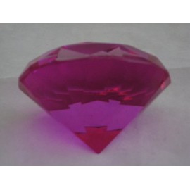 Pink Glass Diamond Shaped Paperweight 3.15 INCHES (80 MM)