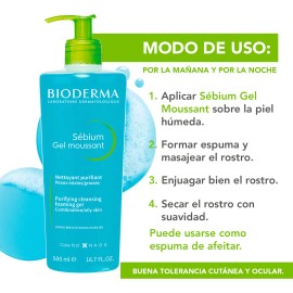 Bioderma Sébium Gel Moussant Limpia Y Purifica, 500 Ml Tipo de piel Mixta