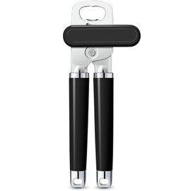 Urbanstrive XL Large Heavy Duty Can Opener Manual Smooth Edge, Hand Held Can Openers for Seniors, Stainless Steel, Comfortable Handle, Built-in Bottle Opener, 8.66 inch (Black)