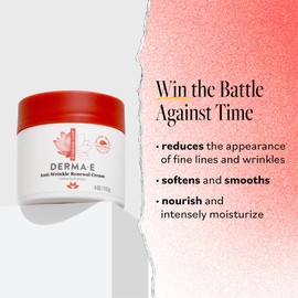 Derma E Anti-Wrinkle Renewal Skin Cream – Vitamin A Wrinkle Treatment Cream – Vegan Anti-Aging Moisturizer to Smooth & Renew Aging Skin, 4 oz