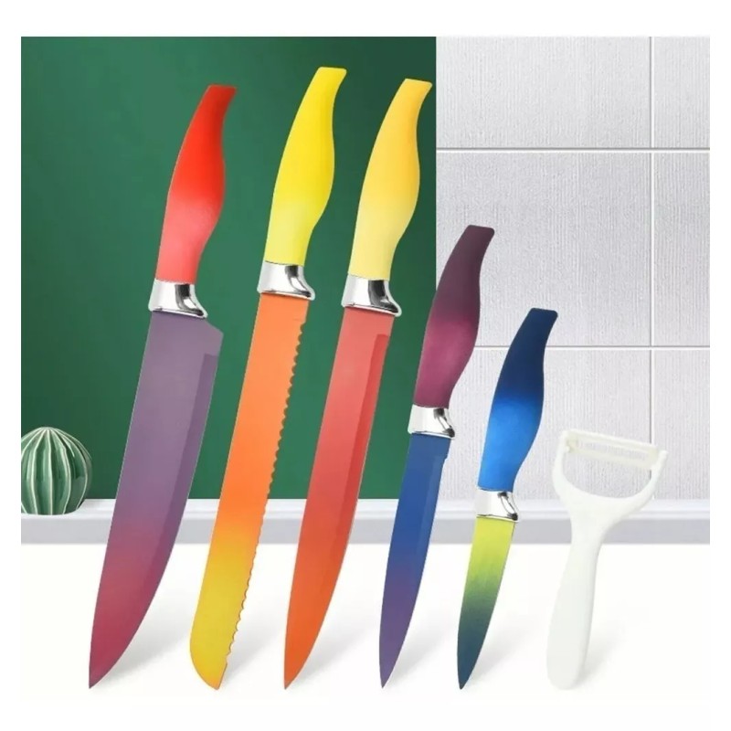 Drowcook Juego De Cuchillos Antiadherentes Multicolor
