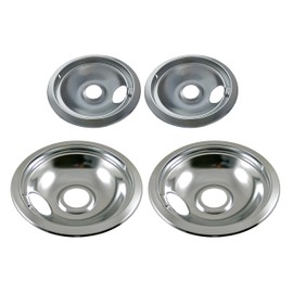 Kitchen Basics 101 Made in the USA Chrome Drip Pan Set Replacement for Frigidaire Kenmore 316048413 and 316048414: 2 ea 6” and 8"