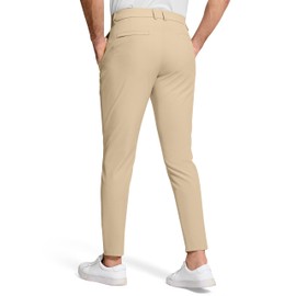 SERAMY Men's Golf Dress Pants 30" Inseam Stretch Skinny Tapered Lightweight Breathable Chino Trousers with Pockets for Casual Work Light Khaki 33