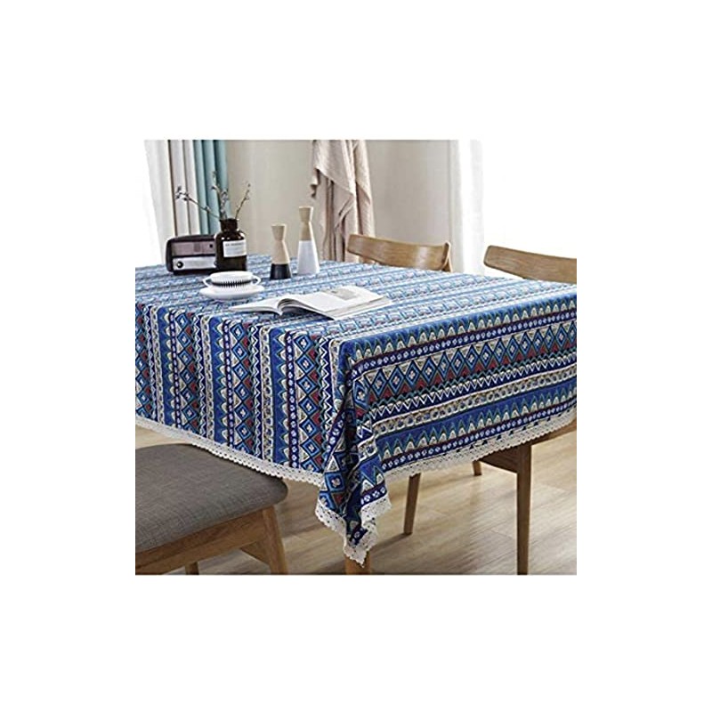 Hemasa Bohemian Style Blue Colour Tablecloth Dinner Picnic Table Cloth(140