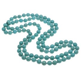 Treasure Bay Stunning 3-IN-1 10mm Natural Turquoise Beaded Necklace 120cm, Handmade Beaded necklace | Womens Turquoise Necklace