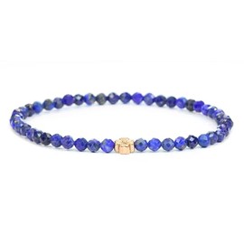 LAKADA Genuine Gemstone Bracelet with Faceted 4 mm Beads and Stainless Steel Flower Healing Stone Protective Stone Bracelet Lucky Charm Talisman Gift, Gemstone, Faceted gemstone