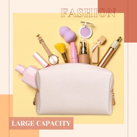 Cunno 20 Pcs Preppy Makeup Bag PU Leather Cosmetic Bag Makeup Pouch Cosmetic Pouch with Zipper Waterproof Make Up Toiletry Bag Beauty Organizer for Women Girl Travel Gift (Golden)