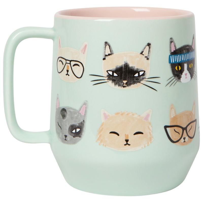 Jubilee Danica Stoneware Mug - Modern Feline Design 22 oz