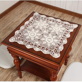 vanyear Handmade Crochet Lace Table Cloth Doilies Placemat Dining Room Mats 15inches Beige
