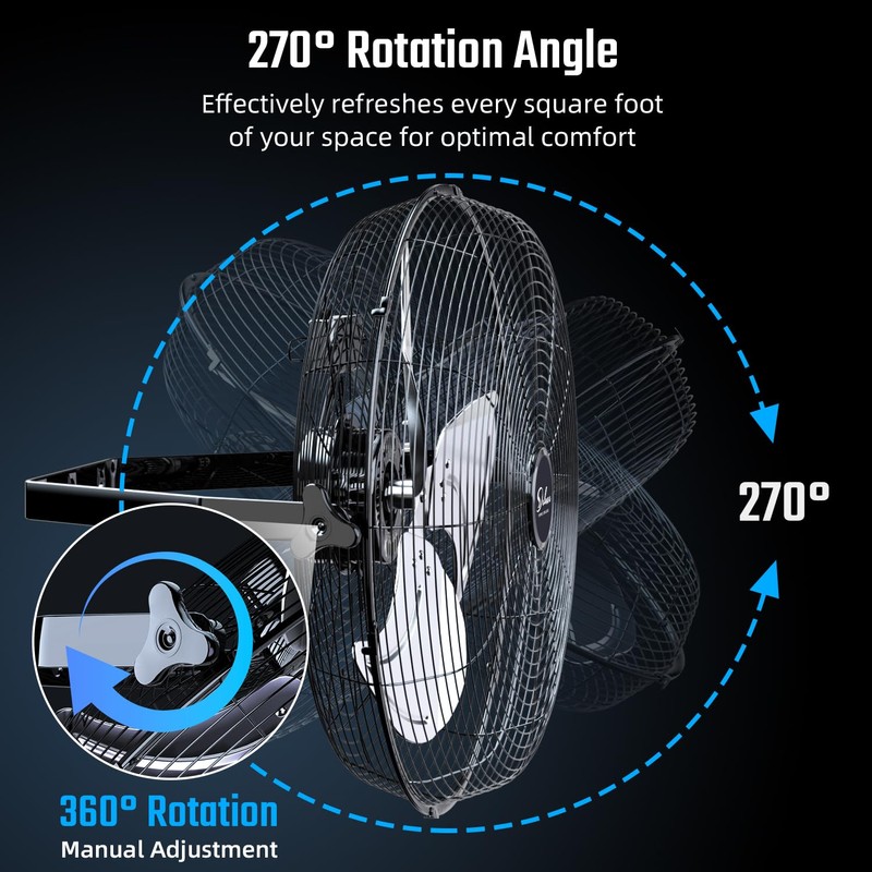 Simple Deluxe 20 Inch High Velocity 3 Speed, Black Wall-Mount