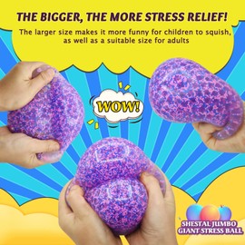 PEJOURI Giant 4 Inch Jumbo Stress Balls for Adults, Purple, Anti-Stress, Anxiety Relief, Squeeze Toy