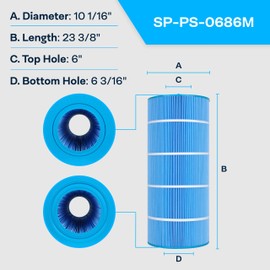 SpiroPure Replacement for Pleatco PAP100 Ultra-C3 Unicel C-9410 C-9410AM Pentair R173215 173200 Filbur FC-0686 FC-0686M PXCRP-100 Blue Media Hot Tub Spa Pool Cartridge