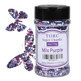 TORC Purple Blue Silver Chunky Glitter 4 OZ Glitter for Crafts Resin Cosmetic Nail Art Decoration 1/10 2.5 mm