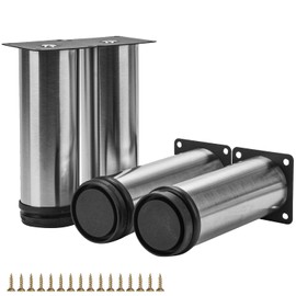 6 inch / 15cm Metal Furniture Legs, Tchosuz Pack of 4 Modern Stainless Steel Round Replacement Feet for Sofa Couch Cabinet TV Stand