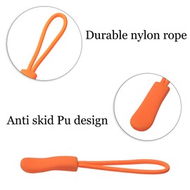 20 Pcs Nylon Cord Extension Zipper Pulls - Orange for Backpacks, Luggage, Jackets, Purses, Handbags