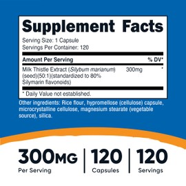 Nutricost Milk Thistle Capsules 300mg, 120 Capsules (80% Silymarin) - Gluten-Free & Non-GMO