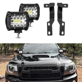 BESTZHEYU 2 PCS 4 Inch LED Pods and Ditch Light Brackets Hood Hinges Mount Bracket Kit for 2005-2015 Tacoma