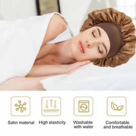iLamvie Satin Hair Cap, Night Sleep Cap, Hair Protect, Satin Hood for Sleeping, Hair Net for Women and Girls (Golden)