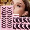 10Pairs Russian Style Strip Lashes D Curl Mink False Eyelashes