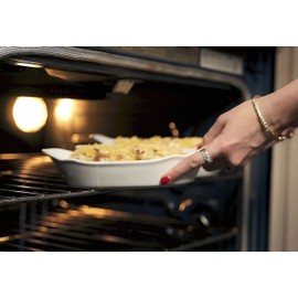 Au Gratin Baking Dishes, Ceramic, by Kook, for Casseroles, Lasagna & Cobblers, Individual Serving, Set of 2, Oven, Microwave & Dishwasher Safe Bakeware, 18 oz, Ivory