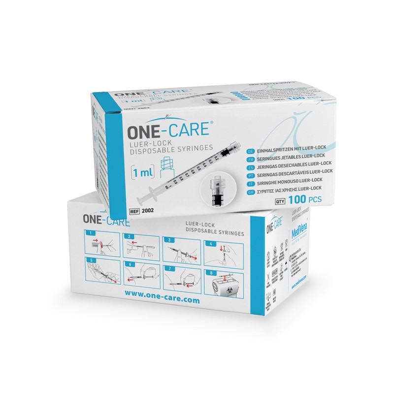 ONE-CARE 1ml Luer Lock Syringe, Sterile, Low Dead Space, 100/bx