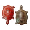Unbranded Two Turtle Figurines Cast Iron Garden Pond Red and