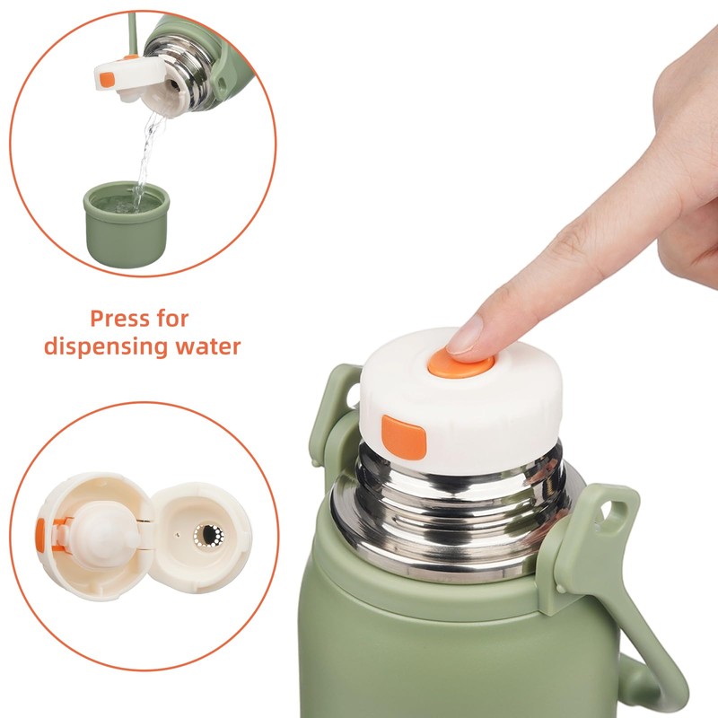 Insulated Water Bottle with Handle and Strap,Vacuum Travel Tumbler with