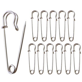 Redamancy Large Safety Pins, Strong Blanket Pins, 12 Pcs Heavy Duty Blanket Pins, 2.5 inch/63 mm Kilt Pins, Stainless Steel Large Safety Pins for Clothes Blankets Crafts Skirts Kilts Brooch Making